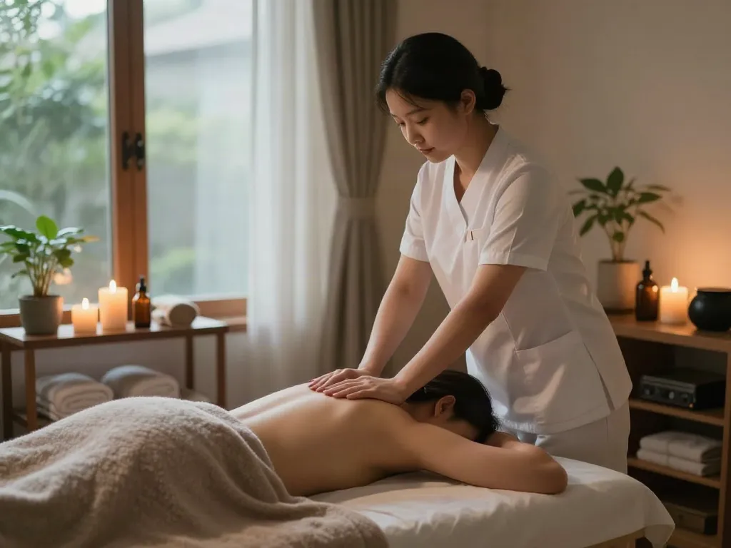 Experience a soothing 용인출장마사지 in a tranquil home therapy setting.